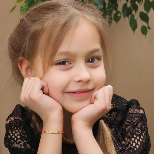 Miniatura 43 de Pulsera de barra para bebé: chapado en oro de 18 quilates, pulsera con placa de identificación personalizada para niños pequeños de mamá, nombre