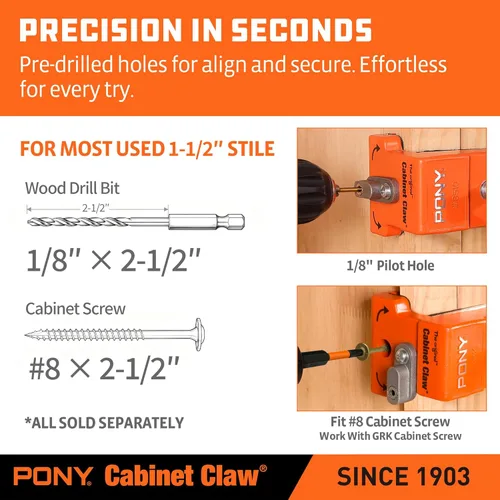 Miniatura 4 de PONY Paquete de 2 abrazaderas para gabinete, 8510 Cabinet Claw, abrazaderas de marco frontal para instalar gabinetes, límite de carga 440 libras
