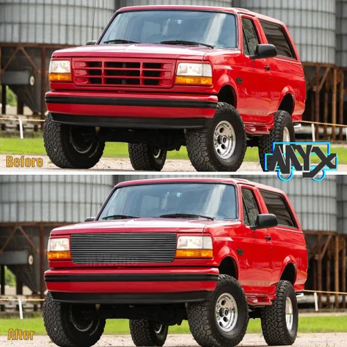 Miniatura 8 de Rejilla pulida delantera superior superior para Ford Bronco F-Series 1992-1997 Pickup F-150/F-250/F-350 Cromo Billet Grill Inserto de parrilla
