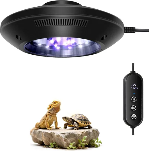 Luz LED UVB para reptiles, lámpara UVA UVB de 8 W - Interruptor temporizador, brillo ajustable, zonas Ferguson 1-4, lámpara UVI de bajo consumo para