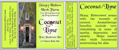 Miniatura 2 de Coconut/Lime Deodorant Bar 2.5 oz All Natural No Aluminum No Cornstarch