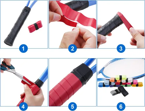 Miniatura 4 de Pangda 12 piezas de cinta de agarre para raqueta de tenis, sobregrip para raqueta de bádminton, sobregrip absorbente antideslizante de repuesto