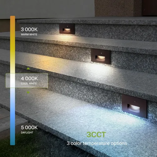 Miniatura 4 de ASD Luminaria LED empotrada para escalones, iluminación de pasarela al aire libre de atardecer a amanecer 3CCT, fotocélula, resistente al agua