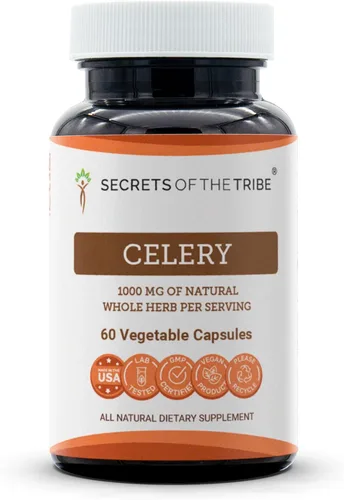 Secrets of the Tribe Apio 60 Cápsulas, 1000 mg, Apio (Apium graveolens) Frutos secos y semillas (60 Cápsulas)