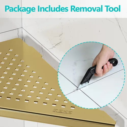 Miniatura 6 de Qeke Estante de Esquina para Baño, Estante de Ducha Empotrado de 10" Organizador, Estante de Acero Inoxidable SUS304 Montaje en Pared Triangular