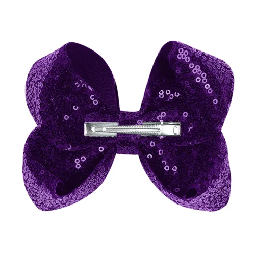 Miniatura 3 de Lazos para el cabello de lentejuelas con purpurina de 6 pulgadas de color morado oscuro para niñas, niños y adolescentes (2 unidades)