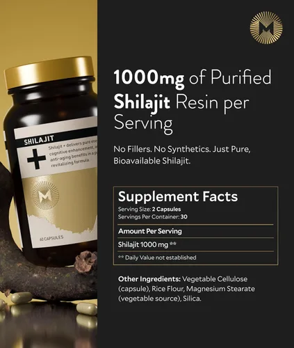 Miniatura 7 de Manna Vitality Shilajit+ Cápsulas Suplemento de resina Shilajit del Himalaya purificada de 1000 mg La más alta biodisponibilidad Energía