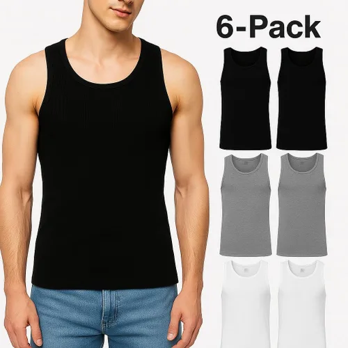 Miniatura 2 de Athllete Men's Tank Top Undershirts 6-Pack, Cotton Sleeveless A-Shirts, Ribbed Mens Tanktops, Wife Beater Shirts