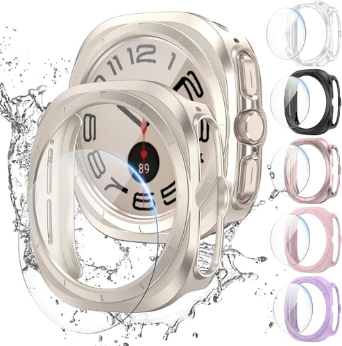 Miniatura 15 de JZK Juego de 6+6 fundas para Samsung Galaxy Watch 6 de 40 mm, protector de pantalla de PC duro impermeable + parachoques delgado de vidrio templado