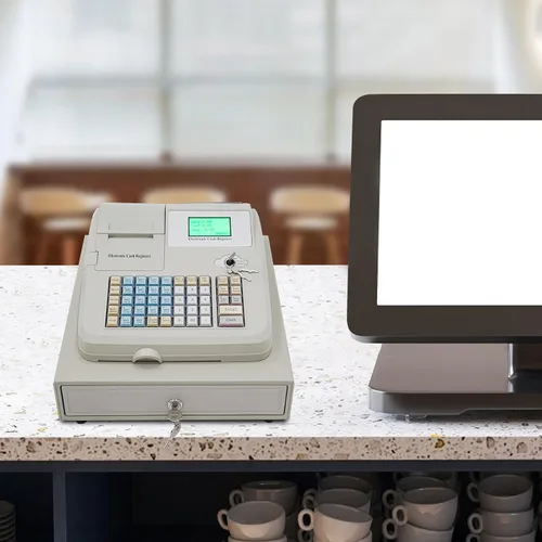 Miniatura 3 de Caja registradora, caja registradora electrónica POS Syetem, 48 teclas y 8 pantalla LED digital, caja de cajero minorista con caja de cajón