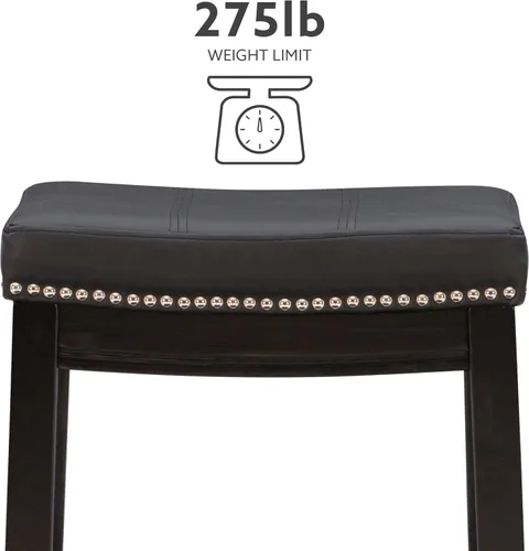 Miniatura 4 de Linon Claridge Taburete de mostrador, negro, 26 x 18 x 12.75 pulgadas