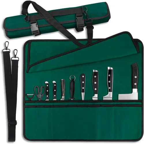 Miniatura 11 de QIQU Bolsa Naranja para Cuchillos de Chef con 20 Ranuras, Porta Cuchillos y Cubiertos, Protectores, Herramientas de Cocina para el Hogar, Viajes