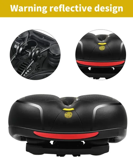 Miniatura 4 de MSDADA Cómodo cojín para asiento de bicicleta, asiento de bicicleta ancho cómodo para hombres y mujeres con doble absorción de impactos, acolchado