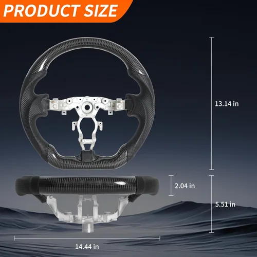 Miniatura 2 de Volante de fibra de carbono, volante de cuero perforado con parte inferior plana en forma de D, color negro, apto para Nissan 370z 2008-2020