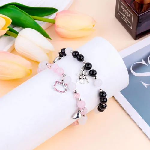 Miniatura 6 de SINCSEFK Pulseras a juego para parejas, mejores amigos, araña, gatito, televisión, niña, pulseras de amistad, pulseras de relación de larga