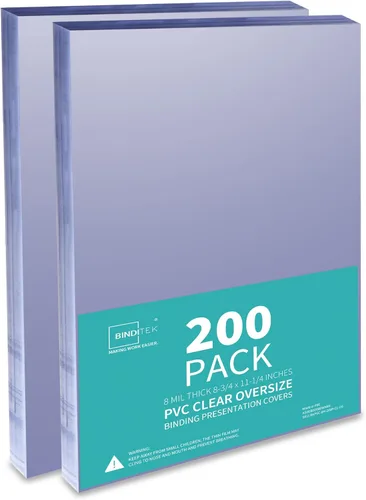Miniatura 23 de Binditek paquete de 50 portadas de encuadernación transparentes de PVC de 8 mil, 11 x 17 pulgadas, tamaño tabloide, esquinas cuadradas, sin