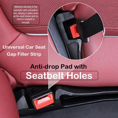 Miniatura 6 de Relleno de espacio para asiento de coche 2 unidades, organizador de espacio lateral para asiento de auto con ranura de almacenamiento y gancho