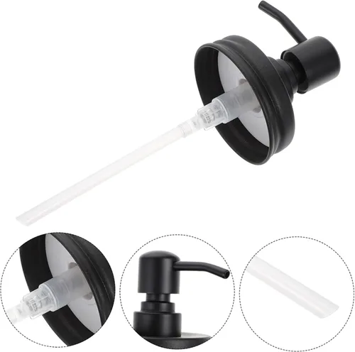 Miniatura 8 de SHOWERORO 1 bomba de jabón de acero inoxidable para frasco, elegante dispensador de jabón líquido, compatible con frascos de boca regular, repuesto