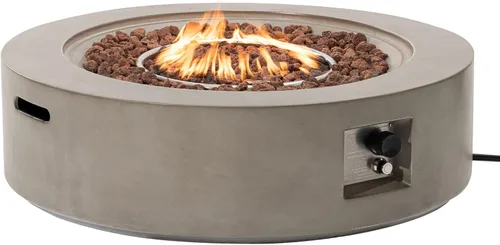 Mesa de Hoguera al Aire Libre SUNBURY de 42 Pulgadas con Propano, Mesa de Hoguera de Patio Gris de 50000 BTU, Mesa de Hoguera de Gas Redonda de