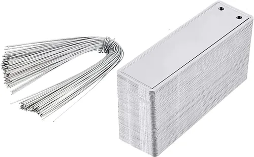 100 etiquetas de aluminio para plantas, macetas de flores, marcador impermeable con cables de metal para interiores y exteriores, jardinería, Borde