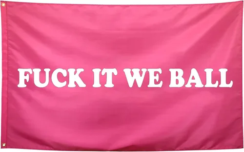 Fuck It We Ball Bandera Rosa Divertida Banderas de Dormitorio Universitario para Chicas Banderas Geniales para Dormitorio Habitación Pared Banderas