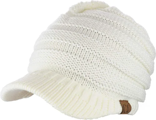 Miniatura 17 de C.C Gorro de punto trenzado cálido y grueso con visera