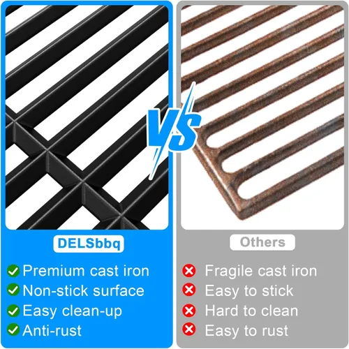 Miniatura 3 de DELSbbq 66097 66089 - Rejillas para Weber Genesis II 400 y LX 400 Series for Genesis II E/S-410, E/S-415, E/S-435, LX E/S-440, Cast Iron Grill