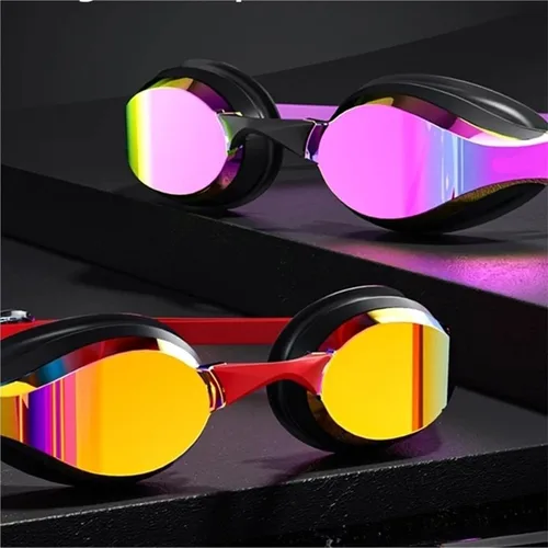 Miniatura 2 de Gafas de natación profesionales unisex para competir con lentes HD y gafas de natación antivaho para adultos Light Brown