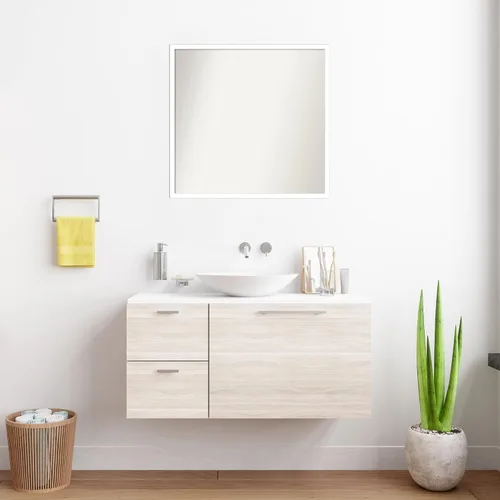 Miniatura 790 de Amanti Art Espejo de baño blanco para sobre el fregadero, 32 x 45 pulgadas, espejo de tocador rectangular blanco esbelto, marco de madera moderno