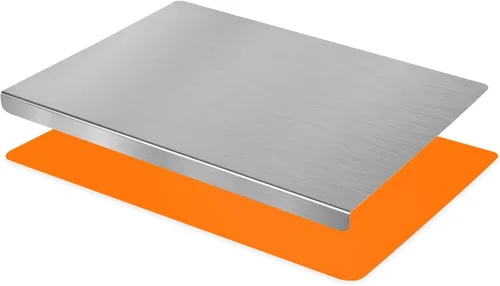 Miniatura 8 de HUAKENER Tablas de cortar grandes de acero inoxidable para cocina, tabla de cortar con borde de encimera, tabla de cortar con alfombrilla