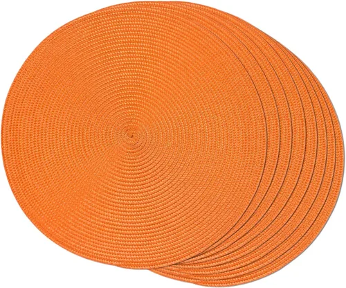 Miniatura 24 de FunWheat Juego de 6 manteles individuales redondos trenzados para mesas de comedor, tejidos, lavables, antideslizantes, de 15 pulgadas