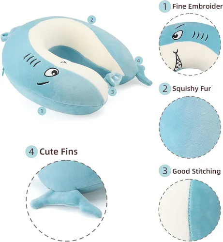 Miniatura 4 de Niuniu Daddy Almohada de viaje para niños para asiento de automóvil de viaje en avión, soporte para el cuello de la barbilla, evita que la cabeza se