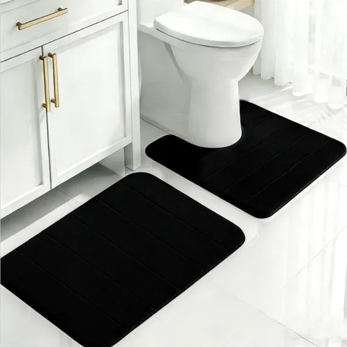 Miniatura 8 de Juego de 2 alfombras de baño de espuma viscoelástica, súper suaves, absorbentes, de secado rápido, alfombras de baño de espuma viscoelástica