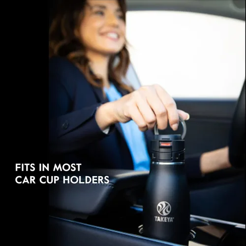 Miniatura 3 de Takeya Traveler - Taza de café de viaje de acero inoxidable con tapa abatible (25 onzas, ónix) – Taza aislada a prueba de fugas para café y té Ónice