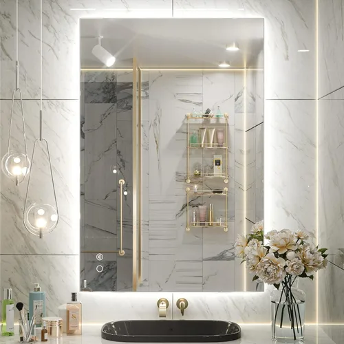 Miniatura 30 de Keonjinn Espejo de baño LED de 24 x 32 pulgadas con retroiluminación, antiniebla, CRI90+ HD regulable sin escalones, alto lumen, montaje en pared