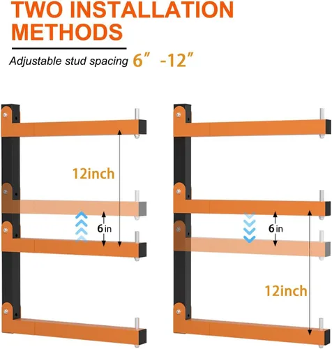Miniatura 3 de Estante de almacenamiento de madera para montaje en pared, estante de almacenamiento de madera resistente con 9 niveles que soporta hasta 1080