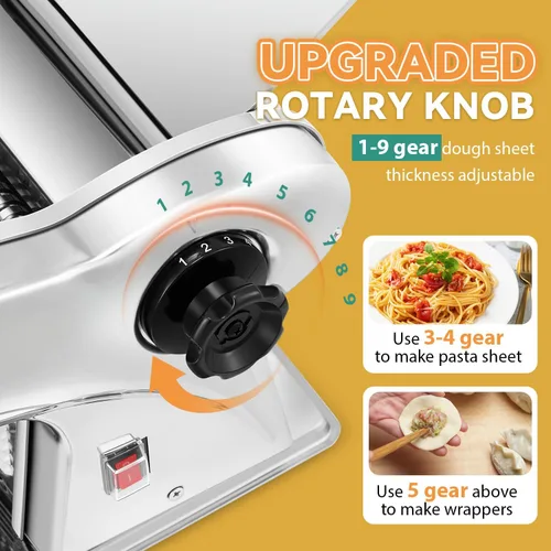 Miniatura 4 de Newhai Máquina eléctrica para hacer pasta, máquina para fabricar fideos familiares, rodillo de masa de 0.098 in, espagueti, 0.157 in de ancho, 0.354