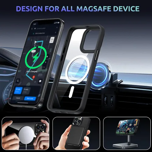 Miniatura 6 de Funda magnética para iPhone 12 Pro Max, compatible con MagSafe, [protección contra caídas de grado militar] TPU suave y transparente para iPhone 12