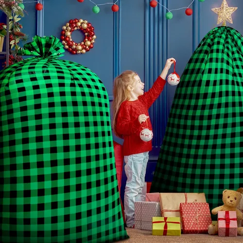 Miniatura 3 de Teling 2 piezas de 80 x 60 pulgadas bolsas de regalo para bicicleta jumbo de Navidad, bolsas de regalo de bicicleta extragrandes de plástico