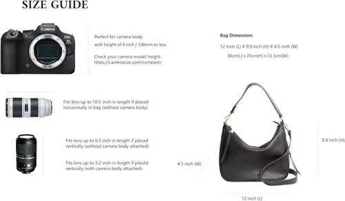 Miniatura 6 de Meliaebag - Bolso para cámara réflex digital sin espejo para mujer, lindo bolso cruzado de cuero de primera calidad para llevar al hombro Negro