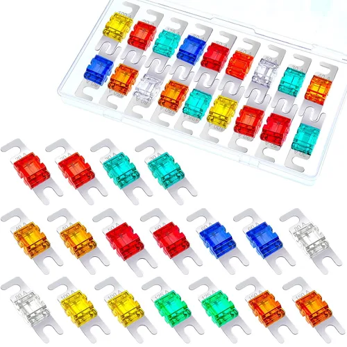 Frienda 18 Piezas Mini Fusibles ANL Chapados Paquete Kit de Portafusibles de Audio para Automóvil para Sistema Electrónico de Audio y Video Marino