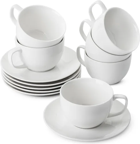 Miniatura 12 de BTaT Tazas de té y platillos de porcelana - 6 onzas, negro, juego de 6, adultos