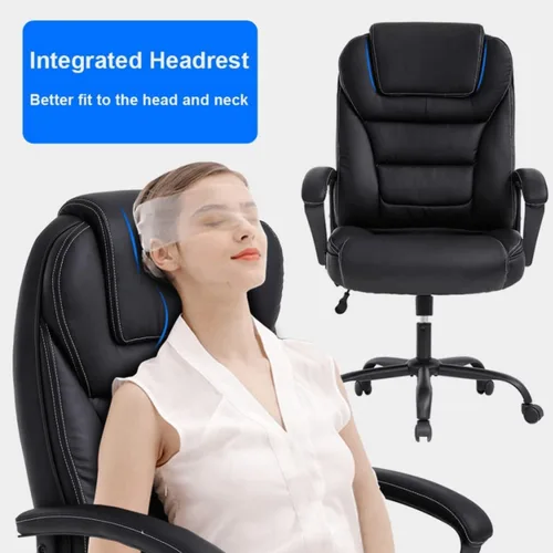 Miniatura 4 de Silla de oficina grande y alta, asiento ancho de 500 libras, silla de escritorio ergonómica con brazos de apoyo lumbar, respaldo alto, silla