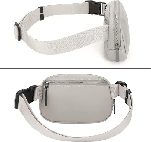 Miniatura 4 de Uromee Riñoneras para mujer, bolsa cruzada para cinturón de moda, ligera, para viajes, correr, senderismo, correa ajustable, 0235 Gris Claro