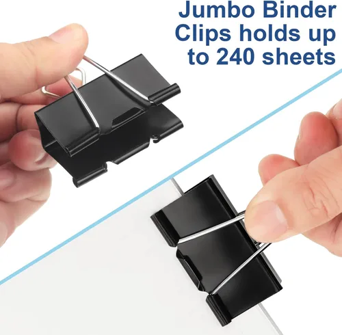 Miniatura 4 de 48 paquetes de clips para carpetas extra grandes de 2 pulgadas, clip de papel grande, clip jumbo a granel, abrazadera para papeleo grande y Negro