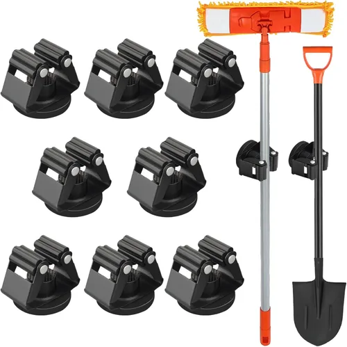 Miniatura 9 de MUTUACTOR Soportes magnéticos para escobas, 2 piezas de clips magnéticos resistentes antiroturas para montaje en pared, sin perforación, ganchos