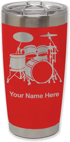 Miniatura 27 de LaserGram Vaso aislado al vacío de 20 onzas, juego de batería, grabado personalizado incluido (negro)