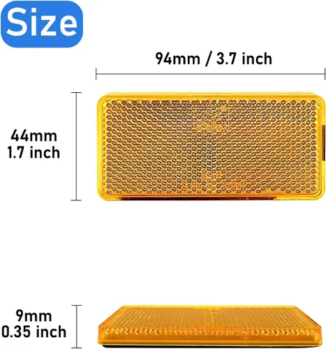 Miniatura 4 de Reflector autoadhesivo rectángulo de 3.701 x 1.732 in de seguridad impermeable para árboles de buzón de entrada – 10 piezas de plástico naranja
