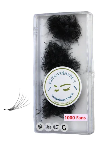 6D 0.07 C y D Curl 1000 abanicos de volumen prefabricados, abanicos sueltos, extensiones de pestañas hechas a mano, suministros de pestañas de