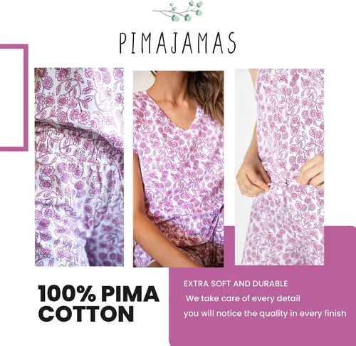 Miniatura 4 de Pimajamas Conjuntos de pijamas para mujer. Súper suave, fabricado con 100% algodón Pima peruano. Conjuntos de ropa de descanso para mujer, pijamas